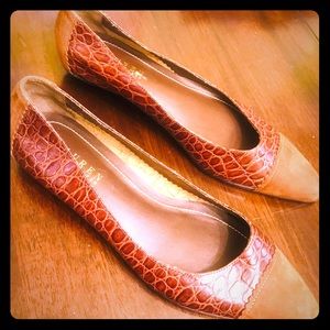 NWOT Ralph Lauren LEATHER/SUEDE Croc Flats 8/9